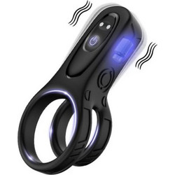 Toyboy Bruno Dual Ring Ελαστικό Δαχτυλίδι Πέους Σιλικόνης με Δόνηση Μαύρο