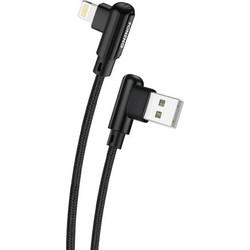 Foneng X70 Angle 90° Braided USB-A to Lightning Cable 1m Black