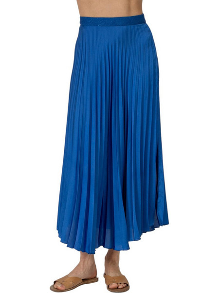 AGGEL Μακριά Φούστα Σατέν Ψηλόμεση Πλισέ Royal Blue SS47011KF-1073