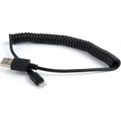 Cablexpert Spiral USB-A to Lightning Cable 1.5m Black CC-LMAM-15M