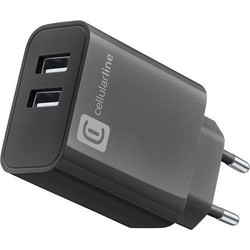 Cellular Line Φορτιστής χωρίς Καλώδιο με 2 Θύρες USB-A 24W Black