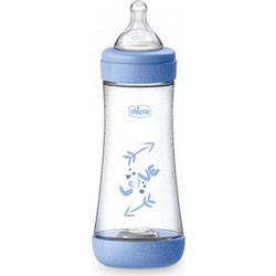 Chicco Perfect 5 Πλαστικό Μπιμπερό με Θηλή Σιλικόνης κατά των Κολικών 4m+ Blue 300ml