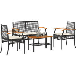 Σετ Σαλόνι Κήπου Rattan 4τμχ Μαύρο 366266