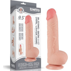 Lovetoy Sliding-Skin 9.5" Dual Layer Natural Ρεαλιστικό Dildo με Βεντούζα & Όρχεις 24.2cm Flesh