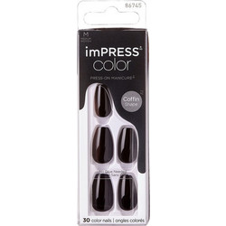 KiSS imPRESS All Black Coffin Tips Νυχιών 30τμχ