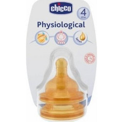 Chicco Physiological Θηλή Καουτσούκ για Μπιμπερό 4m+ Γρήγορης Ροής 2τμχ
