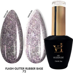 Mixcoco 72 Disco Rubber Base Glitter Ημιμόνιμο Βερνίκι Νυχιών 15ml