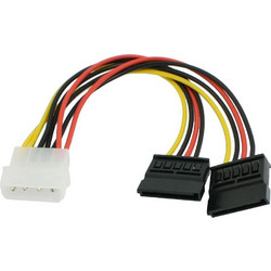 Powertech CAB-W003 Καλώδιο Τροφοδοσίας 4-Pin Molex to 2 x 15-Pin SATA Male 0.1m Multicolor