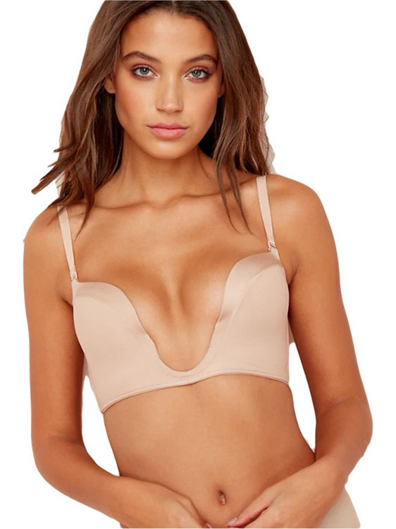 Wonderbra Σουτιέν για Βαθύ Ντεκολτέ Push Up χωρίς Μπανέλα Μπεζ W00J5-019