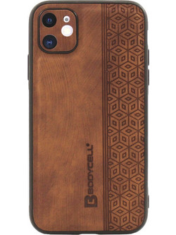 Bodycell Pattern Leather Back Cover Brown (iPhone 11)