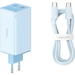 Baseus GaN6 Pro Φορτιστής με Καλώδιο USB-C με 2 Θύρες USB-A & 2 Θύρες USB-C 100W Power Delivery Blue