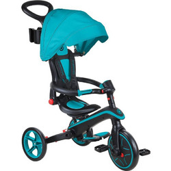 Globber Explorer Trike 4 in 1 Τρίκυκλο Ποδήλατο Αναδιπλούμενο με Σκίαστρο & Χειρολαβή για 10+ Μηνών Τιρκουάζ