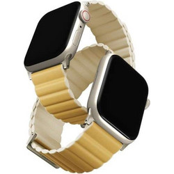 Uniq Revix Premium Reversible Λουράκι Δερμάτινο & Σιλικόνης Yellow / Beige (Apple Watch 38 / 40 / 41mm)