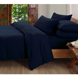 MayHome Σετ Σεντόνια King Size Βαμβακερά με Λάστιχο 180x200+30 2020648183-1 Μπλε Σκούρο