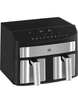 HOMCOM 800-174V90BK Air Fryer 8lt με Διπλό Κάδο