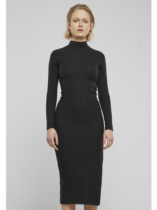 Urban Classics Midi Καθημερινό Φόρεμα Ριπ Μαύρο TB6933-00007