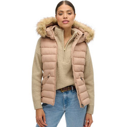 Superdry Αμάνικο Γυναικείο Μπουφάν Χειμωνιάτικο Puffer Μακρύ Nude W5011753A-4VH