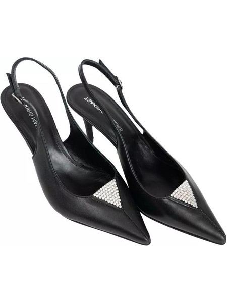 Tsakiris Mallas MYRIAM-617 Γόβες Slingback Δερμάτινες με Τακούνι Στιλέτο Μαύρες T41006174002