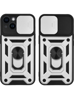 Sonique Ring Armor CamPro Back Cover Silver (iPhone 14)