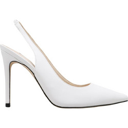 Nine West FEATHER Γόβες Slingback Δερμάτινες με Τακούνι Στιλέτο Λευκές FEATHERLE-140