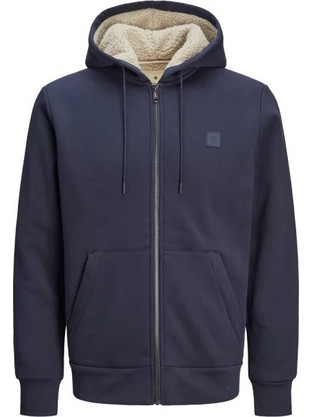 Jack & Jones Ανδρική Ζακέτα Φούτερ με Κουκούλα και Φερμουάρ Navy Μπλε 12262125