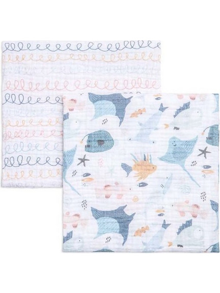 Funna Baby Atlantico Πάνες Αγκαλιάς από Μουσελίνα Γαλάζιες 90x90cm 2τμχ
