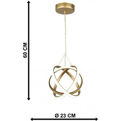 Heronia Lighting Κρεμαστό Φωτιστικό Οροφής Μονόφωτο LED με Ρυθμιζόμενο Λευκό Φως Χρυσό Atomic-25 01-0405