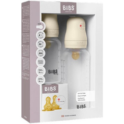 BIBS Σετ Πλαστικά Μπιμπερό με Θηλή Καουτσούκ 0+ Μηνών Ivory 150ml + 270ml
