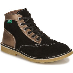 Kickers Kicklegend Γυναικεία Αρβυλάκια Suede Μαύρα Μπρονζέ με Χοντρό Χαμηλό Τακούνι 507787-50-83
