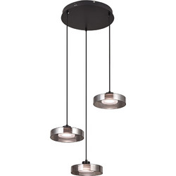 InLight 4075-3-Black/Smoky Κρεμαστό Φωτιστικό Οροφής Τρίφωτο LED με Ρυθμιζόμενο Λευκό Φως Μαύρο 2834