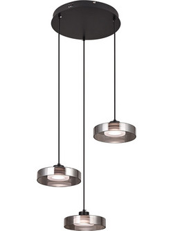InLight 4075-3-Black/Smoky Κρεμαστό Φωτιστικό Οροφής Τρίφωτο LED με Ρυθμιζόμενο Λευκό Φως Μαύρο 2834