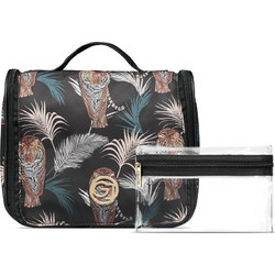 Gillian Jones Spa Hang Up Palm Print Σετ Γυναικείο Νεσεσέρ Ταξιδίου με Θήκες Μαύρο