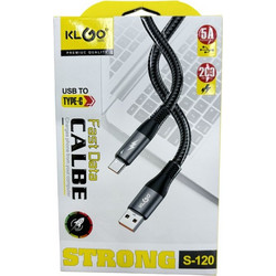 KLGO S-120 Braided USB-A to USB-C 40W 2m Black