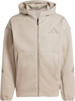 Adidas Z.N.E. Full-Zip Hooded Track Ανδρική Ζακέτα Φούτερ με Κουκούλα και Φερμουάρ Μπεζ JC5495