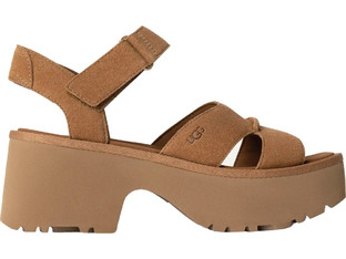 UGG New Heights Γυναικεία Πέδιλα Suede Ταμπά με Χοντρό Χαμηλό Τακούνι 1167475-CHE