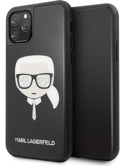 Karl Lagerfeld Glitter Iconic Karl's Head Back Cover Black (iPhone 11 Pro)
