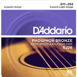 D'Addario EJ26-10P Σετ 6 Χορδές Ακουστικής Κιθάρας Phosphor Bronze 11-52" Custom Light Tension