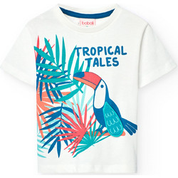 Boboli Παιδικό T-Shirt Κοντομάνικο Λευκό Μπλε Τιρκουάζ 321039-1100