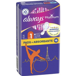 Always Platinum Ultra Normal Μέγεθος 1 Σερβιέτες με Φτερά για Κανονική Ροή 3 Σταγόνες 16τμχ