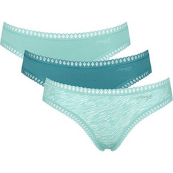 Sloggi Go Crush Mini Βαμβακερά Γυναικεία Slip με Δαντέλα Τιρκουάζ 3Pack 10219682-V007