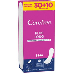 Carefree Plus Long Fresh Scent Σερβιετάκια για Ελαφριά Ροή 4 Σταγόνες 40τμχ