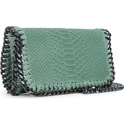 Passaggio Leather Γυναικείο Τσαντάκι Χιαστί Δερμάτινο Πράσινο Mint με Αλυσίδα 5807-KR-16