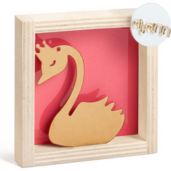 Parisis Μπομπονιέρα Βάπτισης Καδράκι Κύκνος από Plexiglass & Ξύλο ΠΜ18178