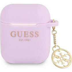 Guess 4G Charms Θήκη Σιλικόνης για Apple AirPods 1 / 2 Μωβ