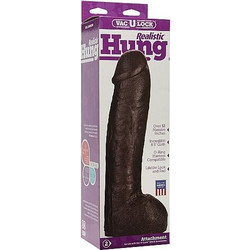 Doc Johnson Vac-U-Lock Hung Ρεαλιστικό Dildo με Βεντούζα & Όρχεις 30.4cm Καφέ