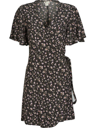 Billabong All For You Mini Καλοκαιρινό Καθημερινό Φόρεμα Floral Κρουαζέ Μεταξωτό Μαύρο EBJWD00152-BSD