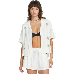 Volcom Sun Stunner Κοντομάνικο Γυναικείο Πουκάμισο Μεταξωτό Λευκό B0412500-BNE