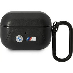 BMW Curved Line Θήκη Δερμάτινη με Γάντζο για Apple AirPods Pro 1 Μαύρη