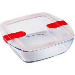 Pyrex Δοχείο Φαγητού Γυάλινο Κατάλληλο για Φούρνο Μικροκυμάτων 1lt Διαφανές Λευκό