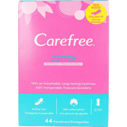 Carefree Cotton Fresh Scent Σερβιετάκια για Ελαφριά Ροή από Βαμβάκι 44τμχ